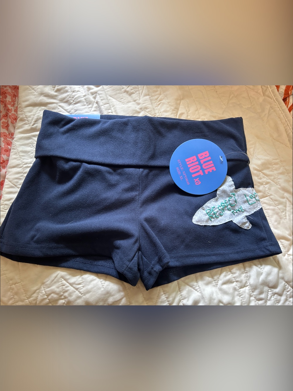 Blue Riot Navy Foldover Yoga Shorts